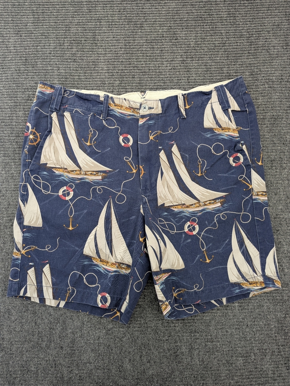 Polo Ralph Lauren Nautical Sailboat Shorts Classic Fit Size 38 Cotton Blue
